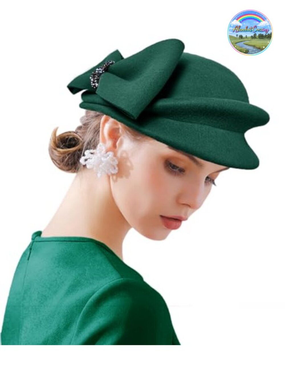 100% Wool Felt Floral Bucket Cloche Bowler Hat Wedding Beret
